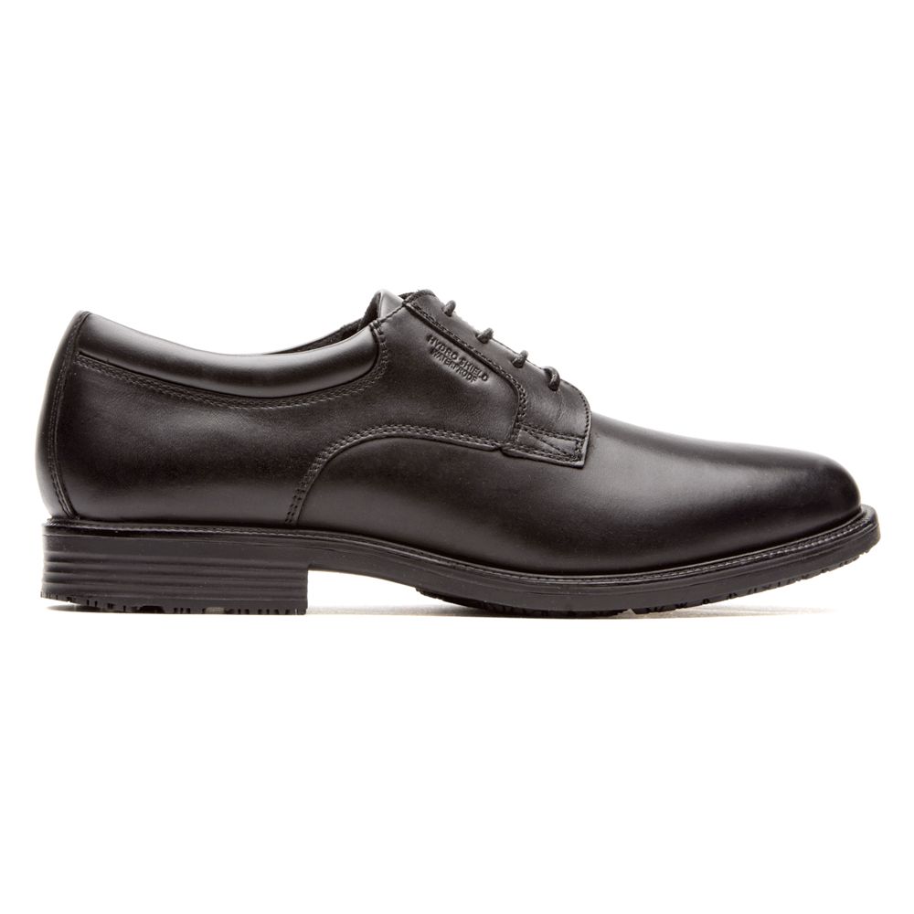 Rockport Essential Details Waterproof Plain Toe - Mens Oxfords - Black - NZ (NAH-897016)